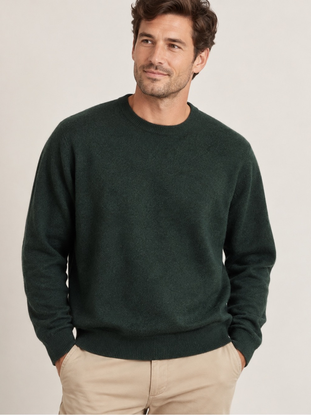 Jos. A. Bank Men's Dark Green Crewneck Sweater 100% Cashmere XL